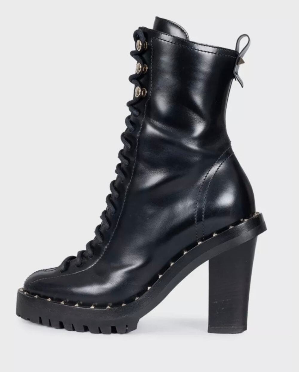 Valentino Garavani Rockstud Black Leather Ankle Boots Sz.36